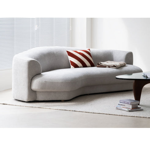 Glen Velvet Fabric Curved 3 Seater Sofa Shaped Upholstery Couch