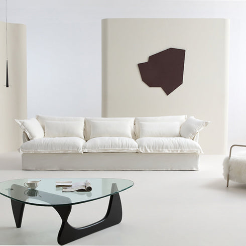 Jenny White Fabric 3 Seater Arm Sofa Slipcovered Couch