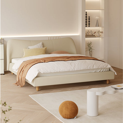 Alvin Suede Fabric Bed Frame Shaped Headboard