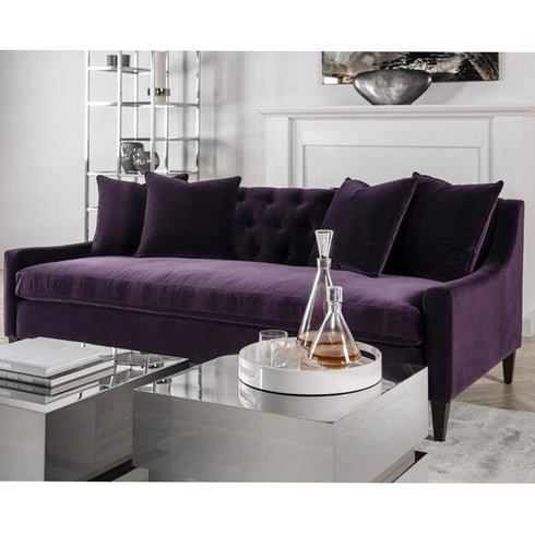 Rosalie Purple Velvet 3 Seater Sofa High-backrest Couch