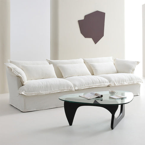 Jenny White Fabric 3 Seater Arm Sofa Slipcovered Couch