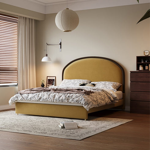 Albany Velvet Modern Round Shaped Headboard Bed Frame