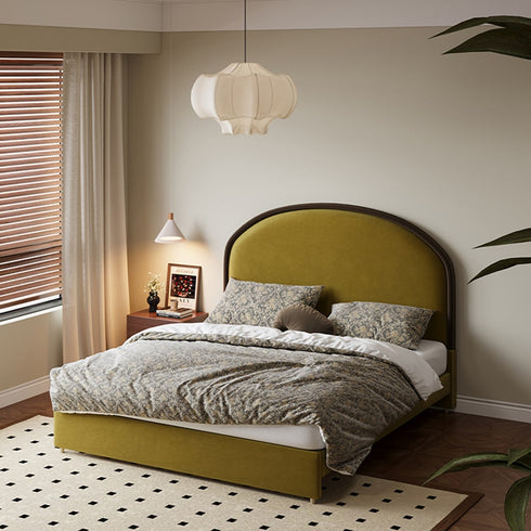 Albany Velvet Modern Round Shaped Headboard Bed Frame