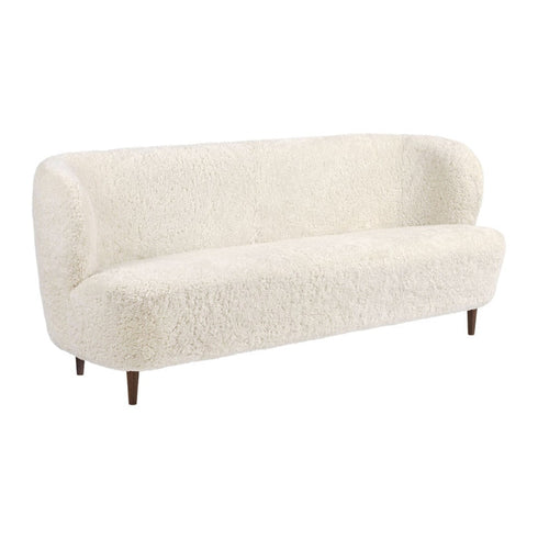 Alena Wool Teddy Fleece Loveseat Sofa Off-white Couch