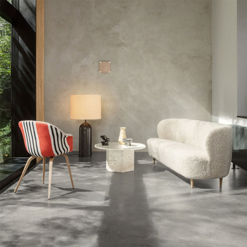 Alena Wool Teddy Fleece Loveseat Sofa Off-white Couch