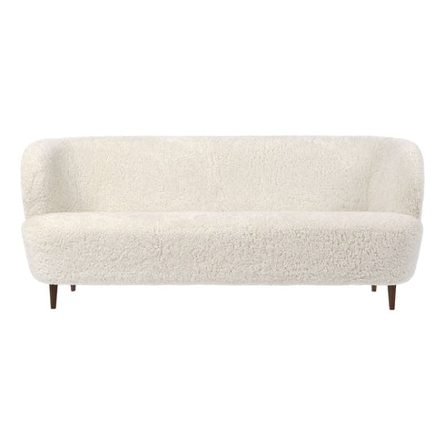 Alena Wool Teddy Fleece Loveseat Sofa Off-white Couch