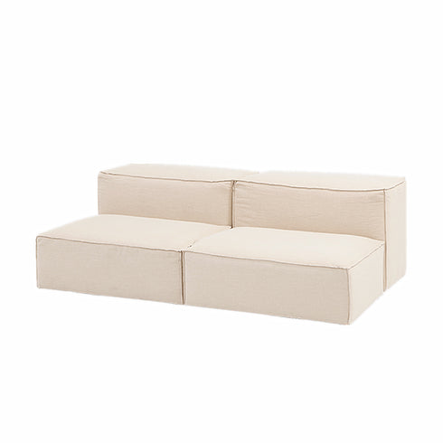 Alick Cream White Fabric 2-Piece Sofa Armless Cube Modular Couch