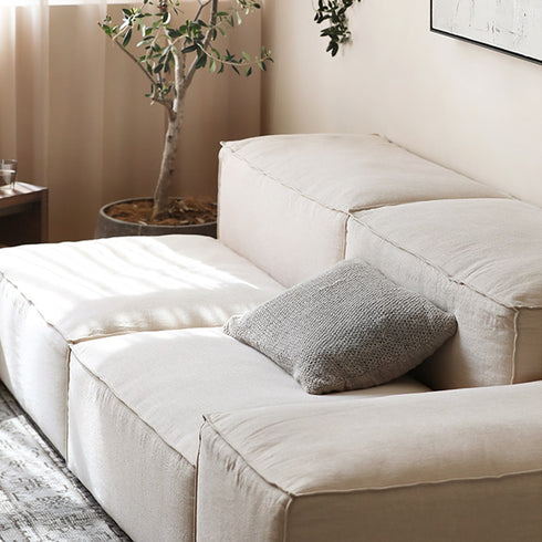 Alick Cream White Fabric 2-Piece Sofa Armless Cube Modular Couch