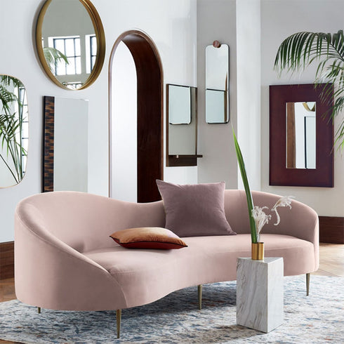 Alisha Velvet Loveseat Upholstery Sofa Curved Arm Couch