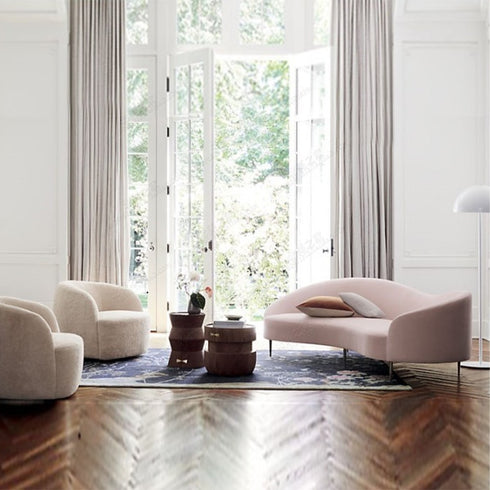 Alisha Velvet Loveseat Upholstery Sofa Curved Arm Couch