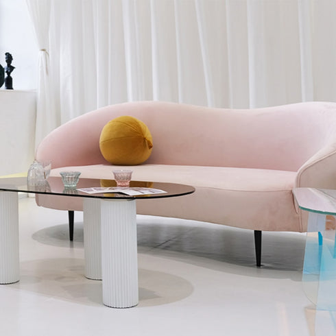 Alisha Velvet Loveseat Upholstery Sofa Curved Arm Couch