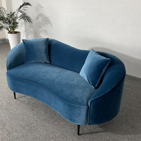 Alisha Velvet Loveseat Upholstery Sofa Curved Arm Couch