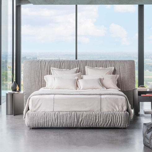 Alex Cotton Linen Fabric Wide Headboard Luxury Bed Frame