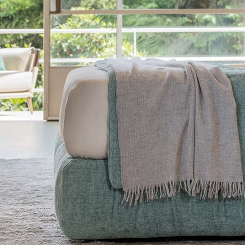 Alex Cotton Linen Fabric Wide Headboard Luxury Bed Frame