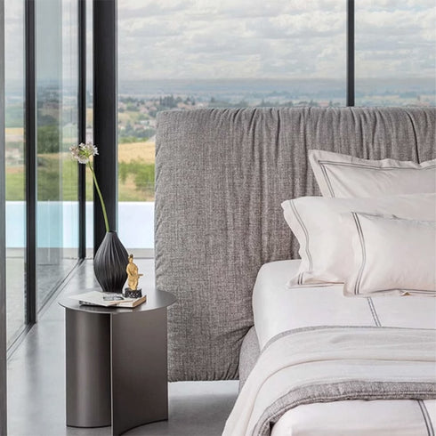 Alex Cotton Linen Fabric Wide Headboard Luxury Bed Frame