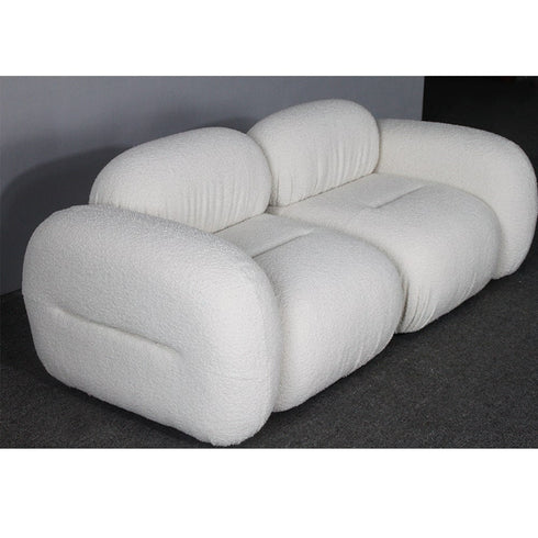 Alliance White Boucle Roud Shaped Loveseat Sofa 2-Piece Couch