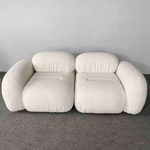 Alliance White Boucle Roud Shaped Loveseat Sofa 2-Piece Couch