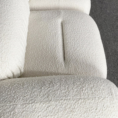 Alliance White Boucle Roud Shaped Loveseat Sofa 2-Piece Couch