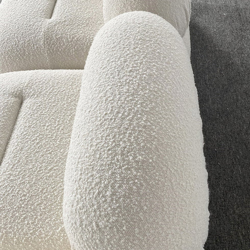 Alliance White Boucle Roud Shaped Loveseat Sofa 2-Piece Couch