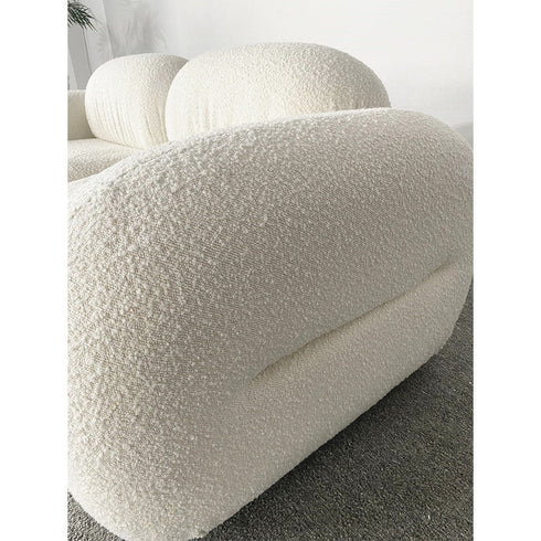 Alliance White Boucle Roud Shaped Loveseat Sofa 2-Piece Couch