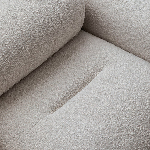 Alliance White Boucle Roud Shaped 3 Seater Sofa 3-Piece Couch