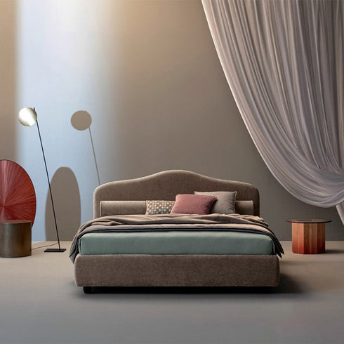 Allure Velvet Curved Headboard Simple Modern Bed Frame