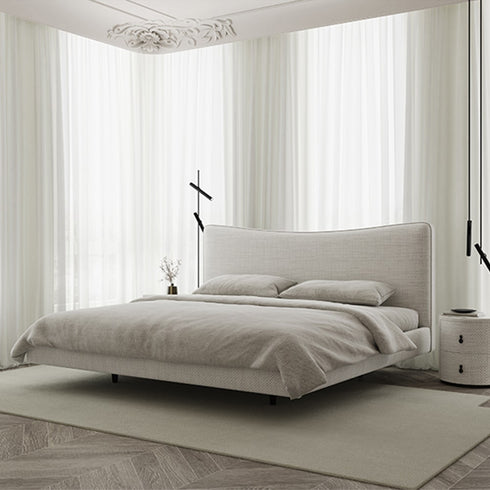 Altresha Linen Fabric Minimalist Floating Bed Frame