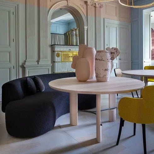 Alva Boucle Shaped Loveseat Sofa Curved Upholstery Couch