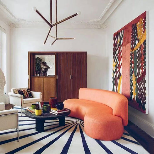 Alva Boucle Shaped Loveseat Sofa Curved Upholstery Couch