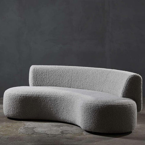 Alva Boucle Shaped Loveseat Sofa Curved Upholstery Couch