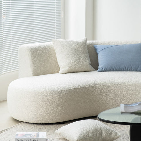 Alva Boucle Shaped Loveseat Sofa Curved Upholstery Couch