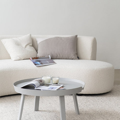 Alva Boucle Shaped Loveseat Sofa Curved Upholstery Couch