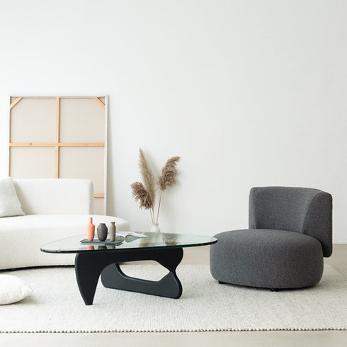 Alva Boucle Shaped Loveseat Sofa Curved Upholstery Couch