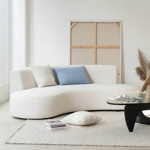 Alva Boucle Shaped Loveseat Sofa Curved Upholstery Couch