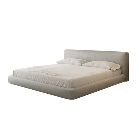 Amabilis Cotton Linen Gray Fabric Contemporary Rectangular Headboard Bed Frame