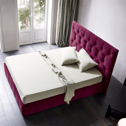 Arian Suede Fabric Buckle Design Luxury Bed Frame