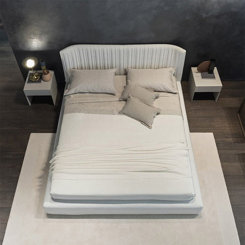 Armel Velvet Modern Stripe Pattern Headboard Bed Frame