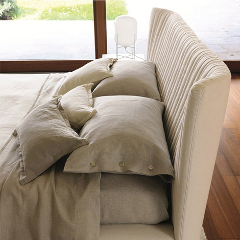 Armel Velvet Modern Stripe Pattern Headboard Bed Frame