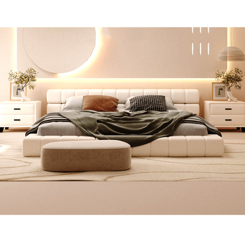 Aurora Matte Tech Cloth Contemporary Low Headboard Bed Frame