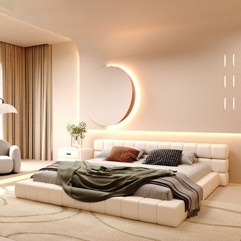 Aurora Matte Tech Cloth Contemporary Low Headboard Bed Frame