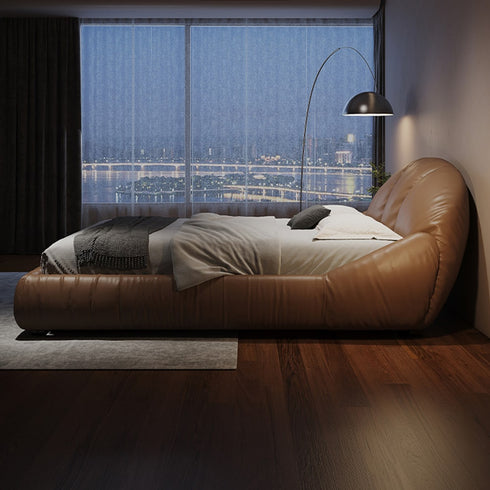 Bader Microfiber Leather Modern Upholstered Bed Frame