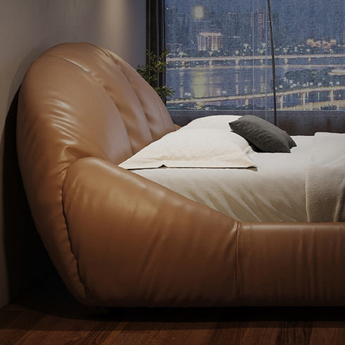 Bader Microfiber Leather Modern Upholstered Bed Frame
