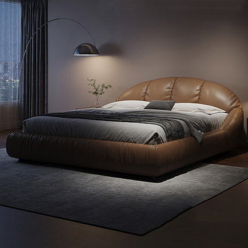 Bader Microfiber Leather Modern Upholstered Bed Frame