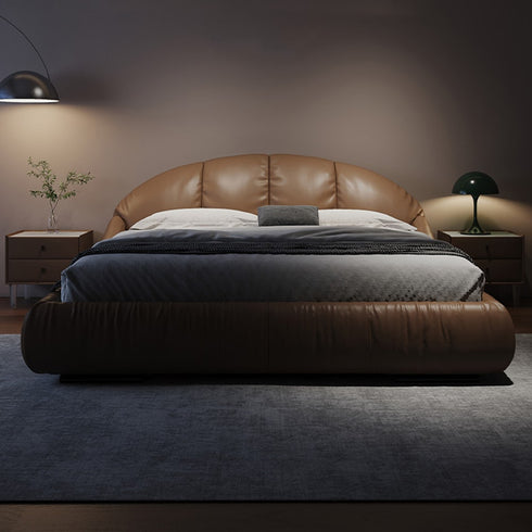 Bader Microfiber Leather Modern Upholstered Bed Frame