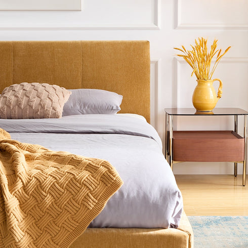 Bae Cotton Linen Fabric Modern Simple Bed Frame