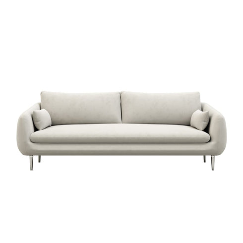 Bailee Gray Velvet Arm Sofa 3 Seater Couch with 2 Large Back Cushions