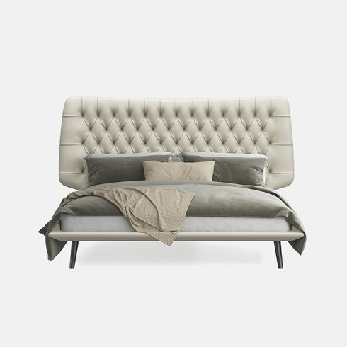 Balzo Microfiber Leather Buckle Design Luxury Bed Frame