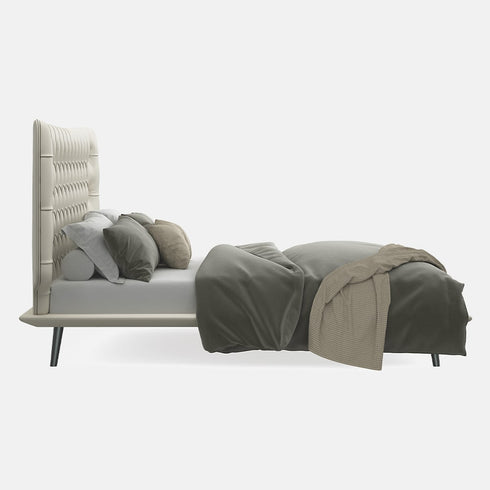 Balzo Microfiber Leather Buckle Design Luxury Bed Frame