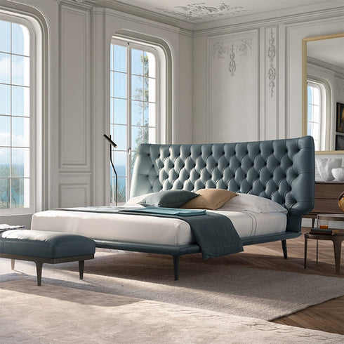 Balzo Microfiber Leather Buckle Design Luxury Bed Frame