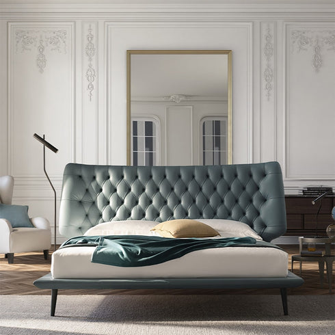 Balzo Microfiber Leather Buckle Design Luxury Bed Frame